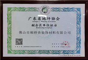 广东省地坪协会副会长单位证书